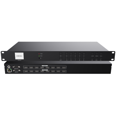 4K30 Professional All-in-One 8x16 UHD 30Hz Matrix Switch Splitter Intelligent EDID IR Audio/Video Easy Controller Powder Coated